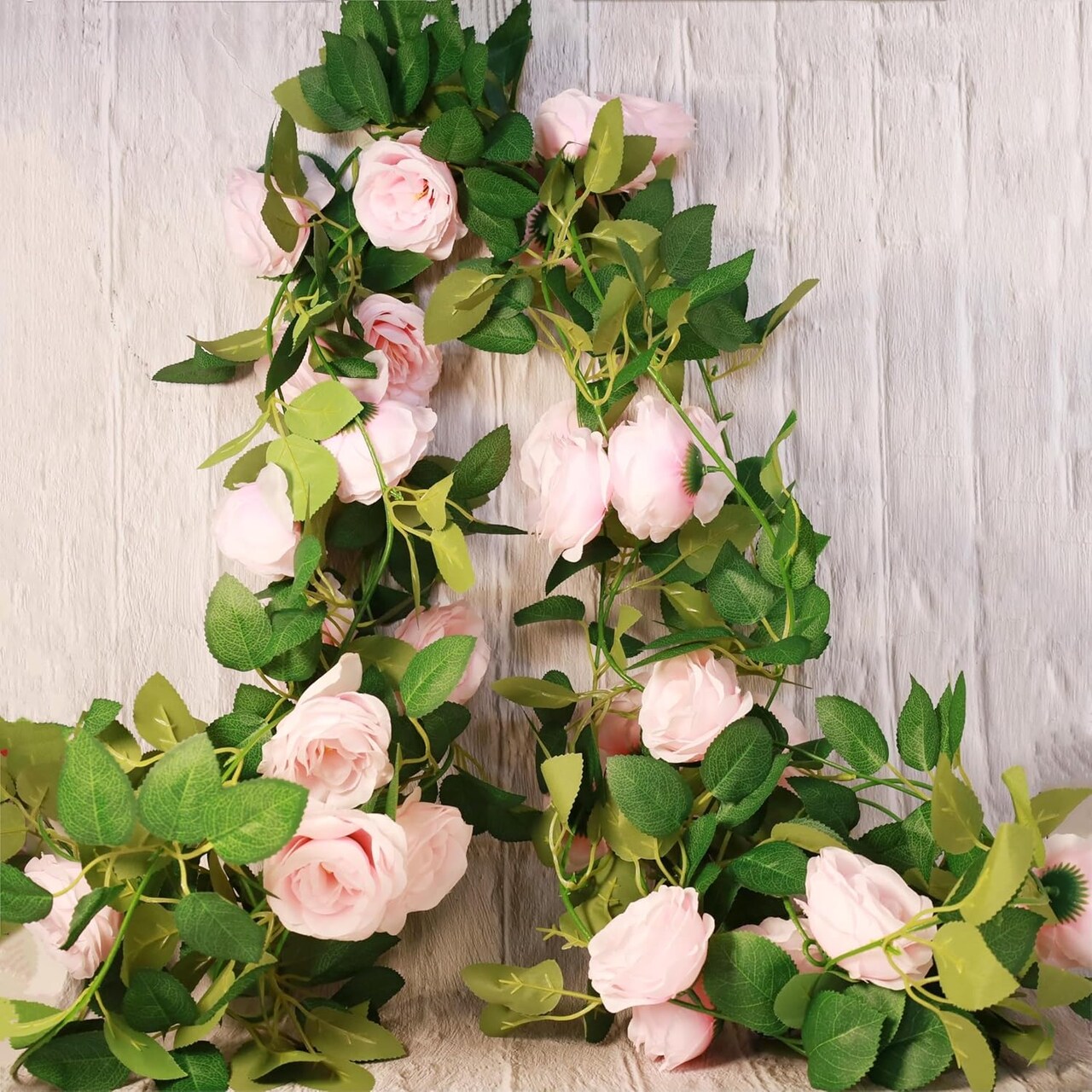 4Pcs(26 Ft) Pink Flower Garland for Daughters Babyshower, Rose Garlands for Decoration, Artificial Rose Hanging Vine for Wedding Artificial Plants for Party Garden Craft Art Garland